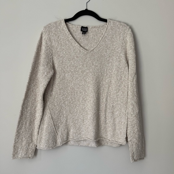 Eileen Fisher Textured Knit Sweater in Cream - Picture 1 of 6